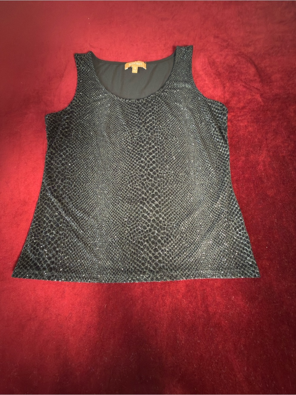 Ellen Tracy Sparkling Black Sleeveless Camisole Sz M